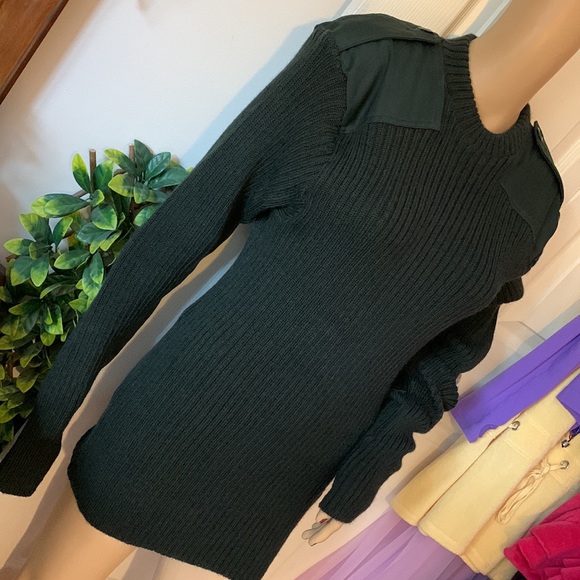 Vintage 80s 100% virgin wool green Combat crew neck sweater pullover unisex M - Picture 6 of 13
